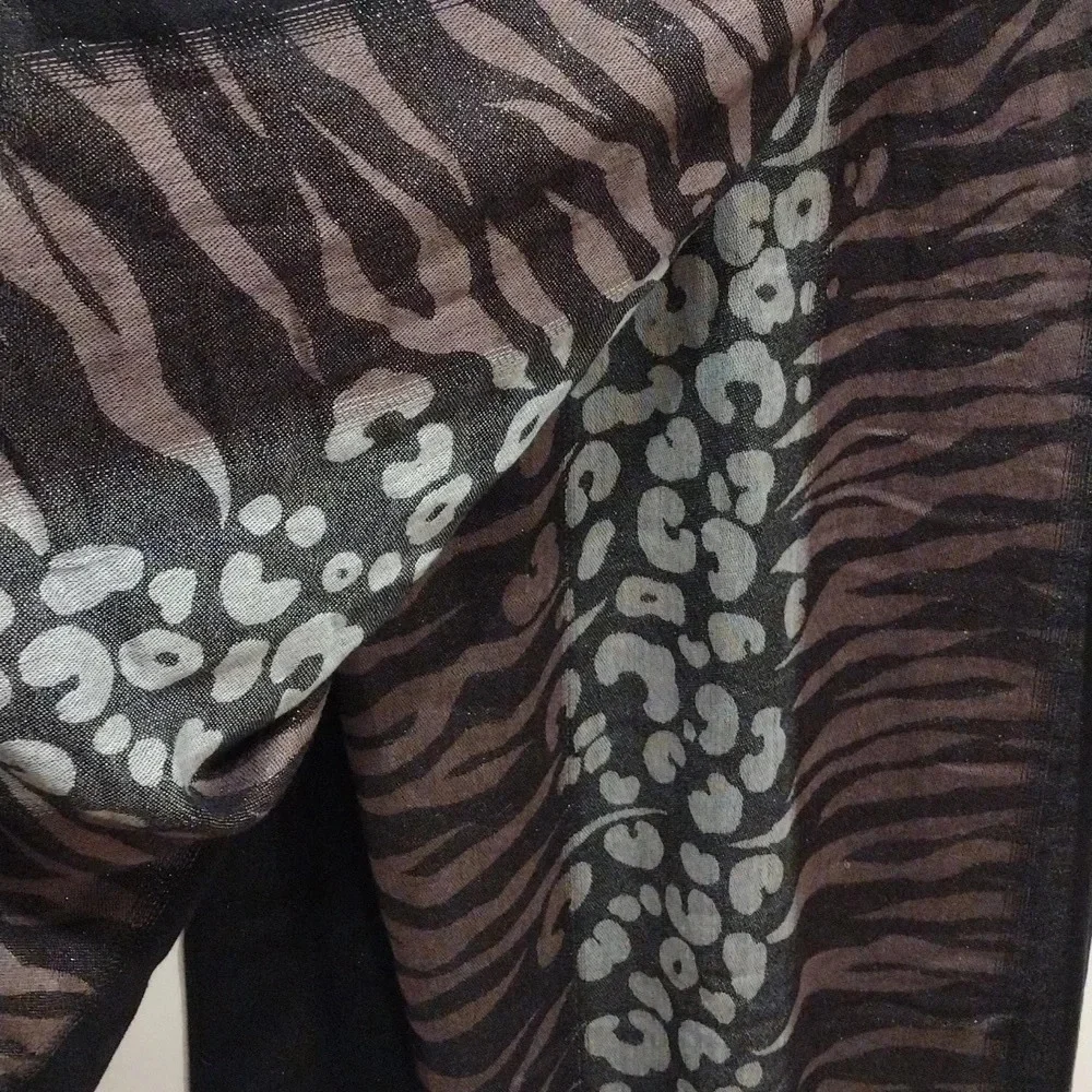Chico's Multicolor Animal Print Scarf w/ Fringe 27